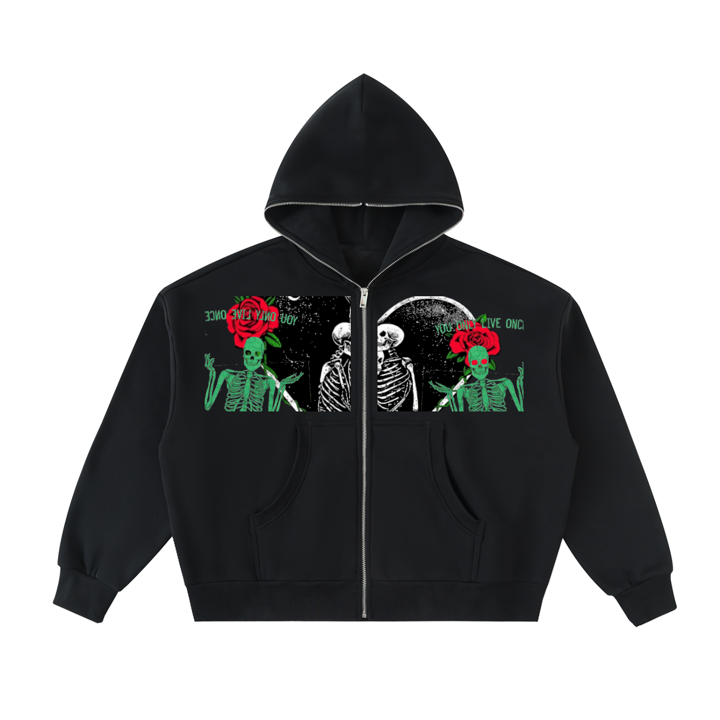 Fleeced Full-Zip Boxy Hoodie