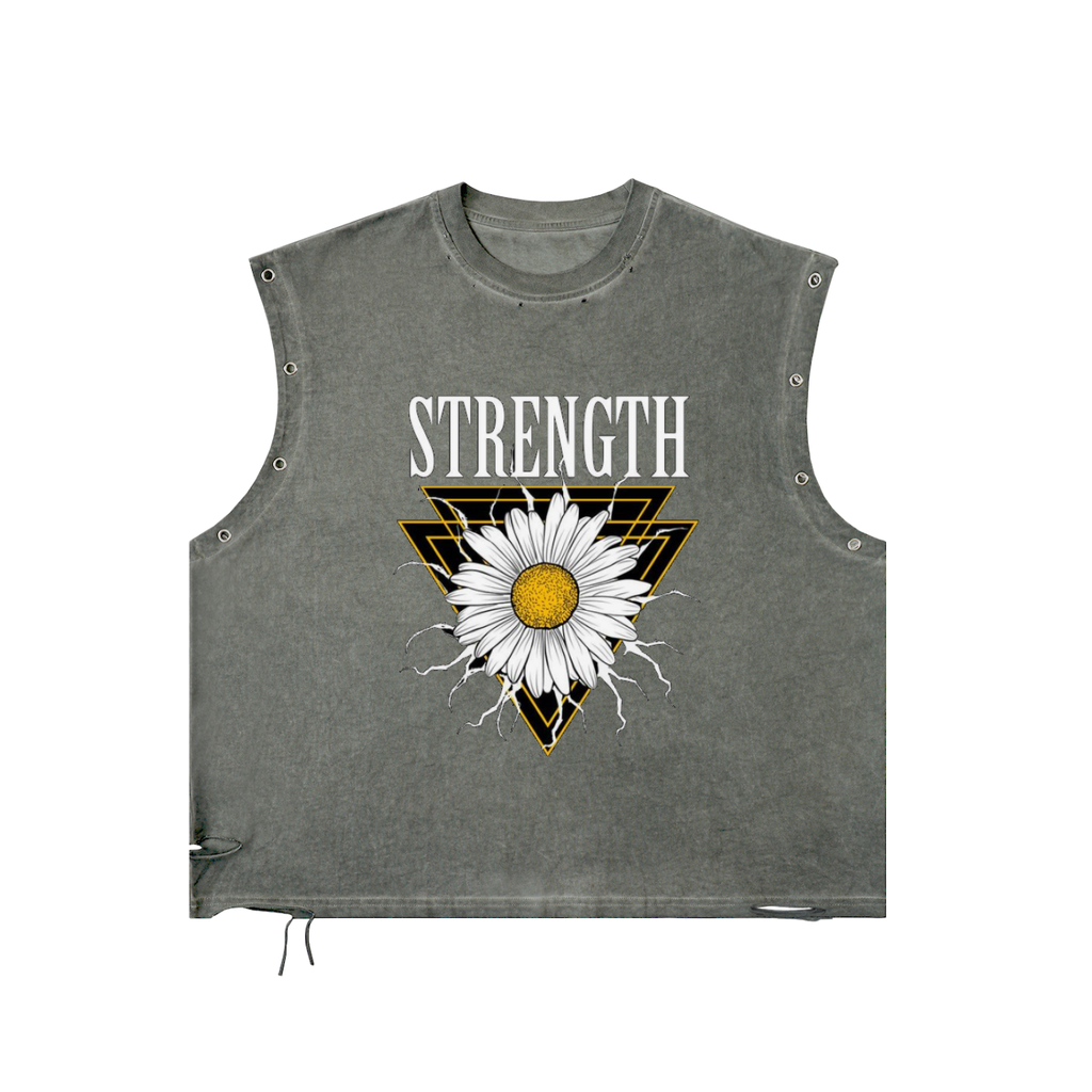 Distressed Grommet Eyelet Tank Top