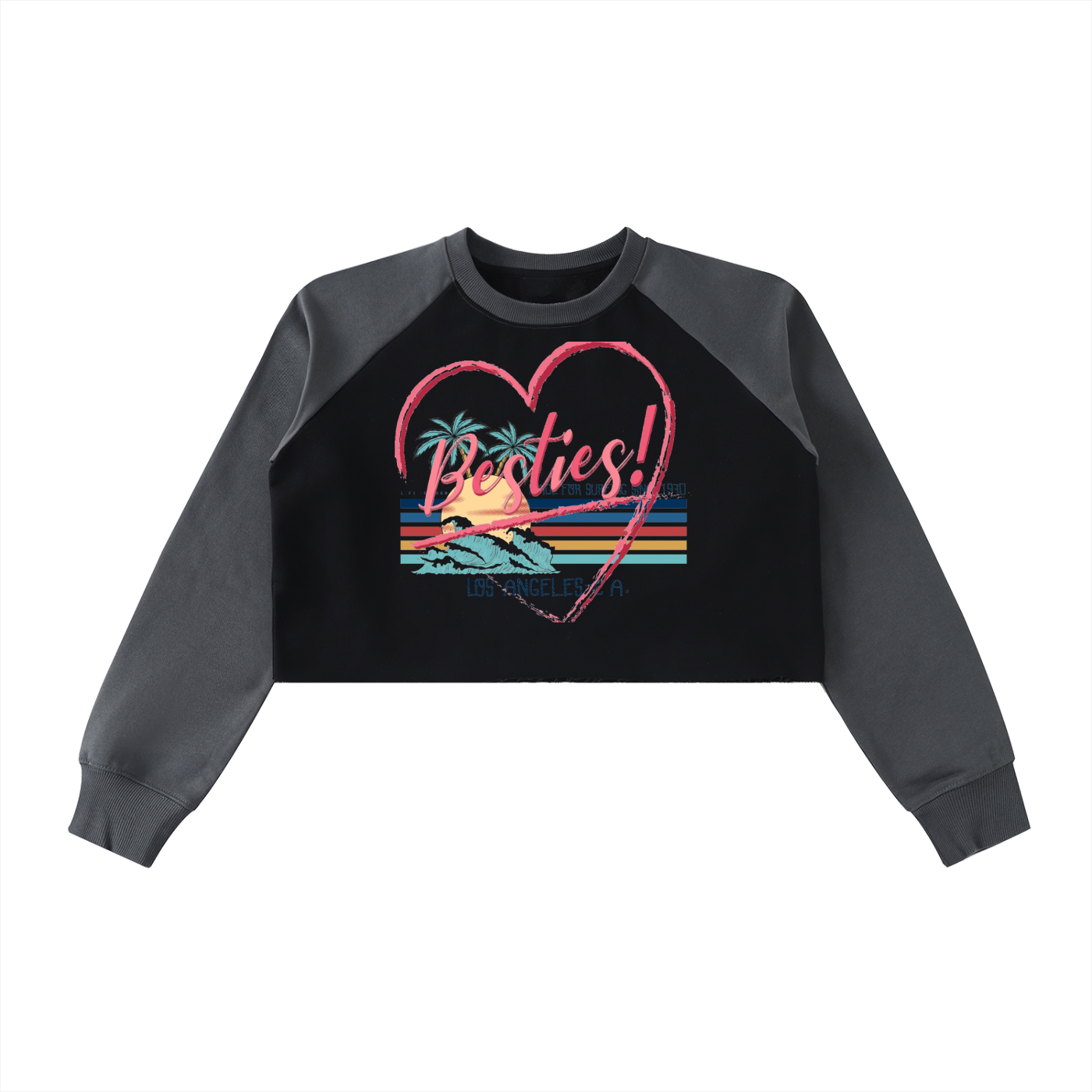 Raw-Hem Color-Block Raglan Crop Sweatshirt
